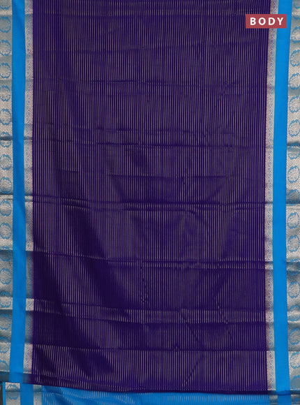 Semi mysore silk saree royal blue and cs blue with allover zari weaves and rettapet zari woven border