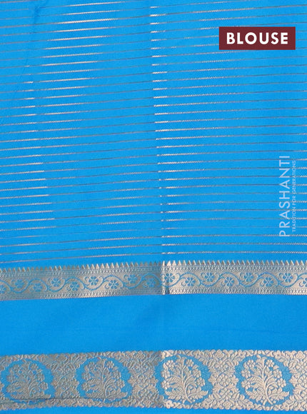 Semi mysore silk saree royal blue and cs blue with allover zari weaves and rettapet zari woven border