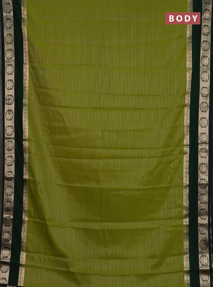 Semi mysore silk saree light green and bottle green with allover zari weaves and rettapet zari woven border
