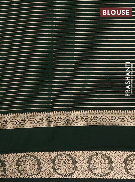 Semi mysore silk saree light green and bottle green with allover zari weaves and rettapet zari woven border