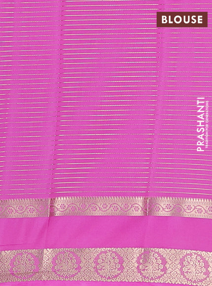 Semi mysore silk saree bottle green and light pink with allover zari weaves and rettapet zari woven border