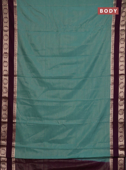 Semi mysore silk saree pastel green and wine shade with allover zari weaves and rettapet zari woven border