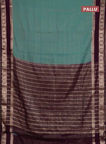 Semi mysore silk saree pastel green and wine shade with allover zari weaves and rettapet zari woven border