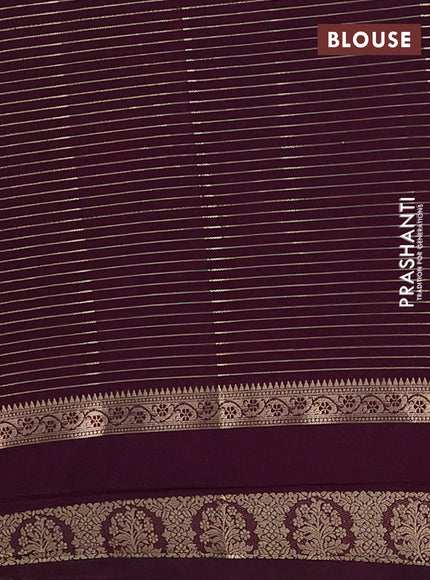 Semi mysore silk saree pastel green and wine shade with allover zari weaves and rettapet zari woven border