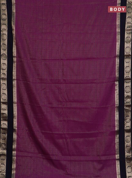 Semi mysore silk saree purple and navy blue with allover zari weaves and rettapet zari woven border