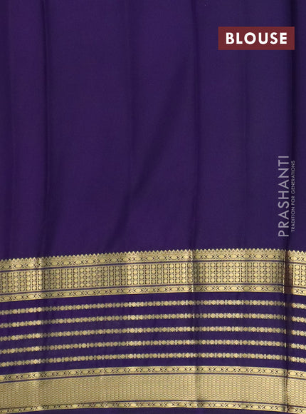 Semi mysore silk saree magenta pink and violet with plain body and long zari woven border