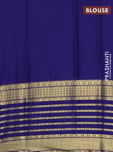 Semi mysore silk saree cs blue and navy blue with plain body and long zari woven border