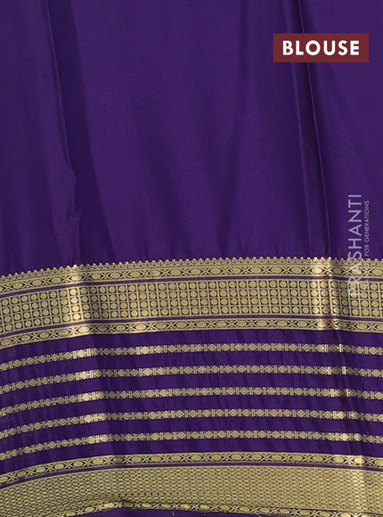 Semi mysore silk saree teal green and navy blue with plain body and long zari woven border