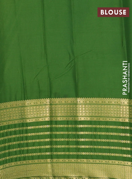 Semi mysore silk saree light green and green with plain body and long zari woven border