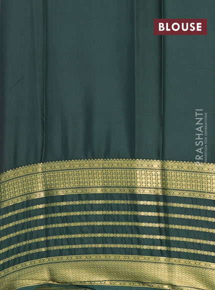 Semi mysore silk saree mauve pink and green with plain body and long zari woven border