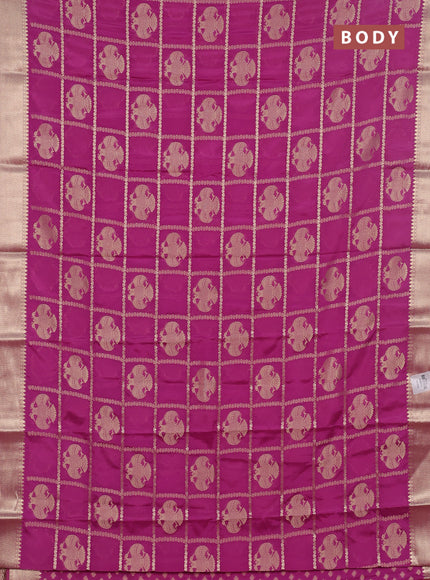 Semi mysore silk saree light pink with allover zari checks & buttas and zari woven border