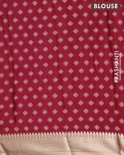Semi mysore silk saree wine shade with allover zari checks & buttas and zari woven border