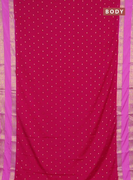 Semi mysore silk saree dark pink and light pink with allover zari woven buttas and rettapet zari woven border