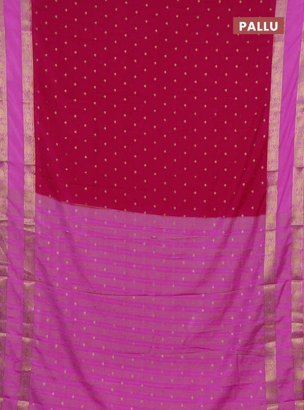 Semi mysore silk saree dark pink and light pink with allover zari woven buttas and rettapet zari woven border
