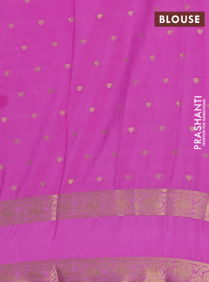 Semi mysore silk saree dark pink and light pink with allover zari woven buttas and rettapet zari woven border