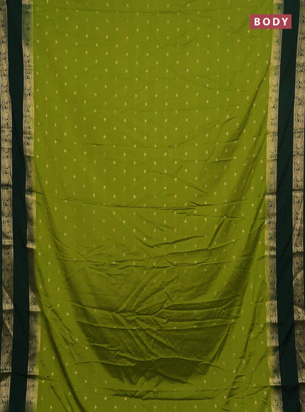 Semi mysore silk saree light green and bottle green with allover zari woven buttas and rettapet zari woven border