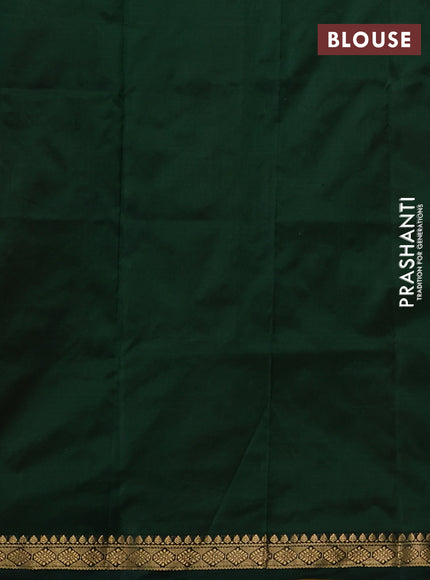 Narayanpet silk saree yellow and bottle green with allover zari woven buttas and zari woven border