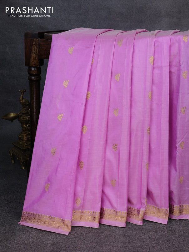 Narayanpet silk saree lavender and navy blue with allover zari woven buttas and zari woven border
