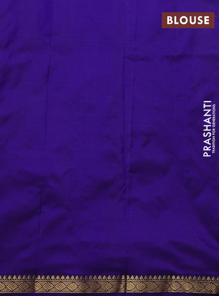 Narayanpet silk saree lavender and navy blue with allover zari woven buttas and zari woven border