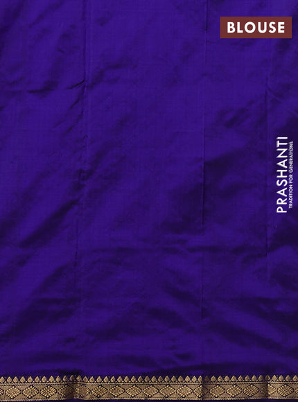 Narayanpet silk saree mehendi green and violet with allover zari woven buttas and zari woven border