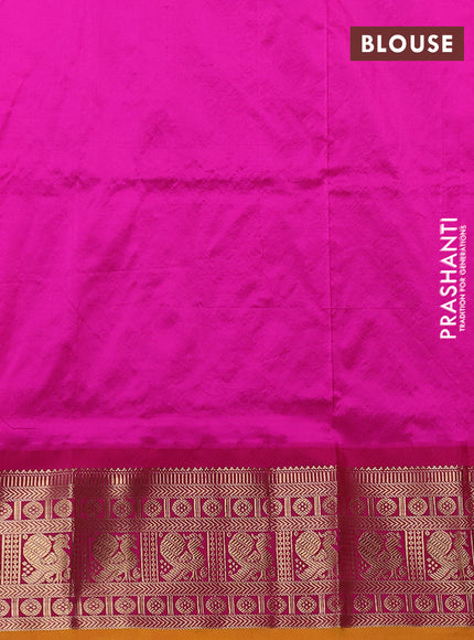 Narayanpet silk saree beige and pink with allover zari woven buttas and zari woven korvai border