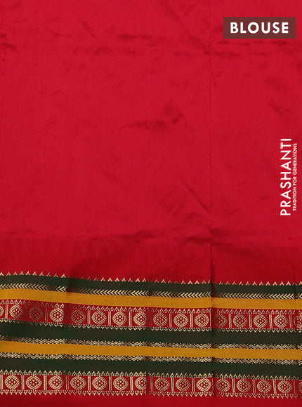 Narayanpet silk saree purple and red with allover zari woven buttas and temple design zari woven border