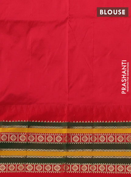 Narayanpet silk saree deep violet and red with allover zari woven buttas and temple design zari woven border