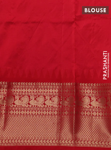 Narayanpet silk saree deep wine and red with allover zari woven buttas and temple design long zari woven border
