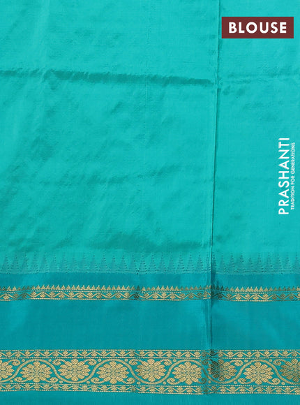 Narayanpet silk saree violet and teal green with allover zari checks & buttas and temple design rettapet zari woven border