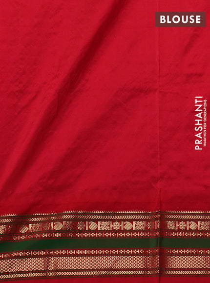 Narayanpet silk saree royal blue and red with allover zari checks & buttas and temple design rettapet zari woven border
