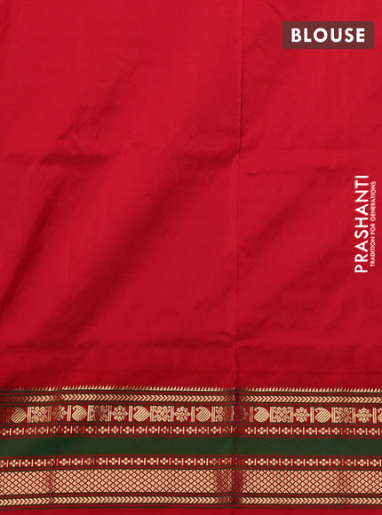 Narayanpet silk saree purple and red with allover zari checks & buttas and temple design zari woven border