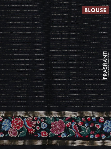 Silk saree multi colour and purple black with allover zari checked pattern and zari woven embroidery work border