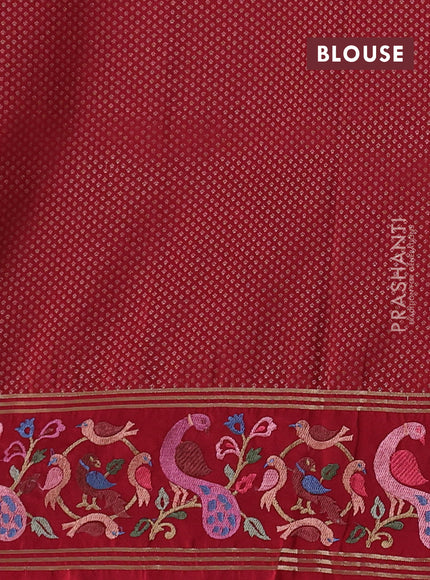 Art tussar silk saree dark mustard  and red with zari woven buttas and zari woven embroidery work border