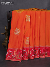 Art silk saree sunset orange and red with zari woven buttas and zari woven embroidery work border