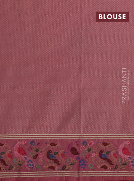 Art tussar silk saree cream and red shade with zari woven buttas and zari woven embroidery work border