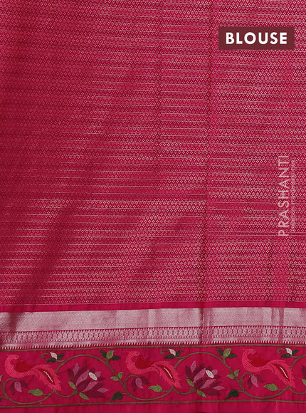 Art tussar silk saree dark mustard pink and pink with allover zari checked pattern and zari woven embroidery work border