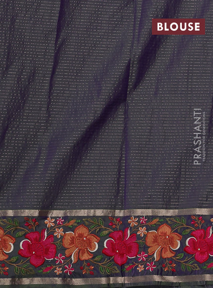 Art tussar silk saree purple and dual shade of violet with allover zari checks & buttas and zari woven embroidery work border