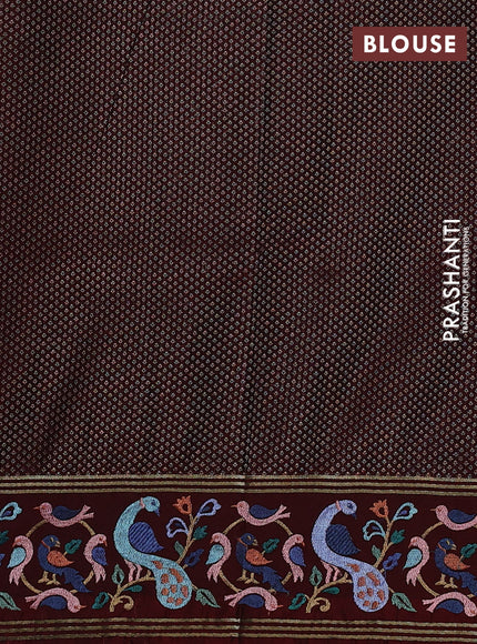 Art silk saree black and maroon with zari woven buttas and zari woven embroidery work border