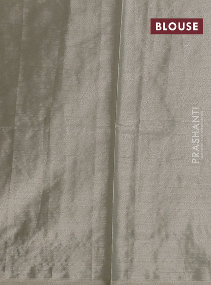 Art tissue silk sare off white and pink rust shade with allover brocade weaves and embroidery work border