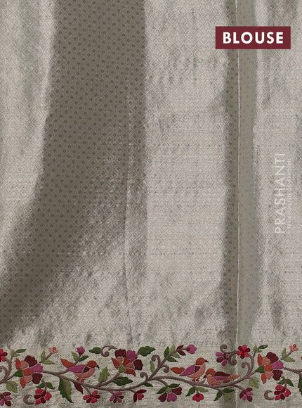 Art tissue silk sare golden beige with allover brocade weaves and embroidery work border
