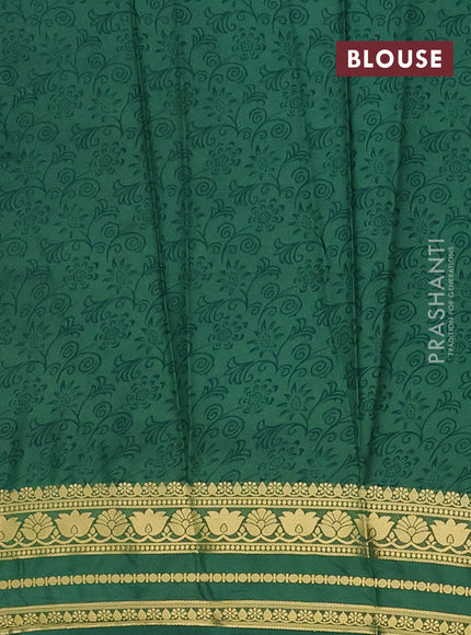 Semi mysore silk saree pastel green and green with allover floral prints and zari woven border