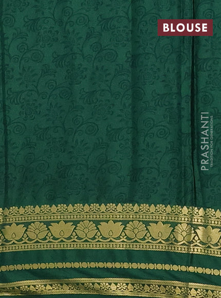 Semi mysore silk saree pista green and green with allover floral prints and zari woven border