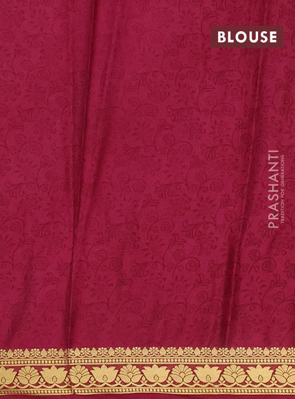 Semi mysore silk saree pink and maroon with allover floral prints and zari woven border