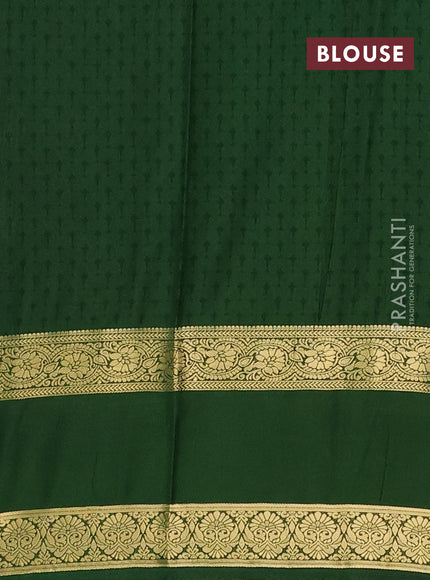 Semi mysore silk saree yellow and green with allover floral prints and long rettapet zari woven border