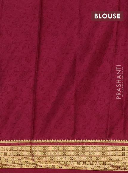 Semi mysore silk saree dark pink and wine shade with allover floral prints and zari woven border