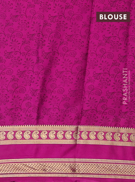 Semi mysore silk saree light pink and pink with allover floral prints and rettapet zari woven border