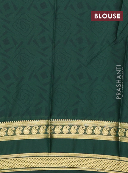 Semi mysore silk saree teal green and green with allover floral prints and rettapet zari woven border