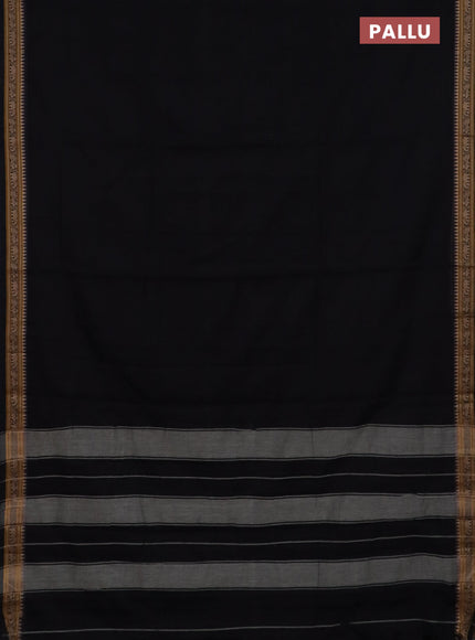 Narayanpet cotton saree black and maroon with plain body and thread woven border