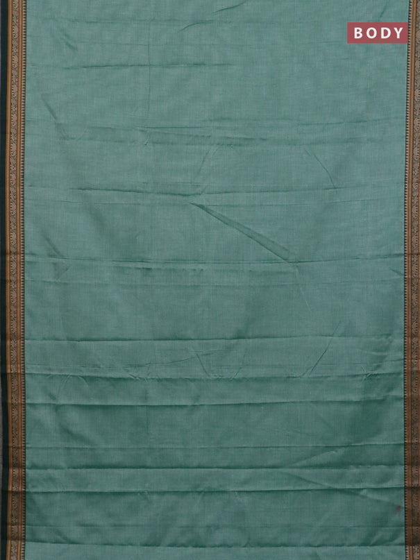 Narayanpet cotton saree green shade and maroon with plain body and thread woven border