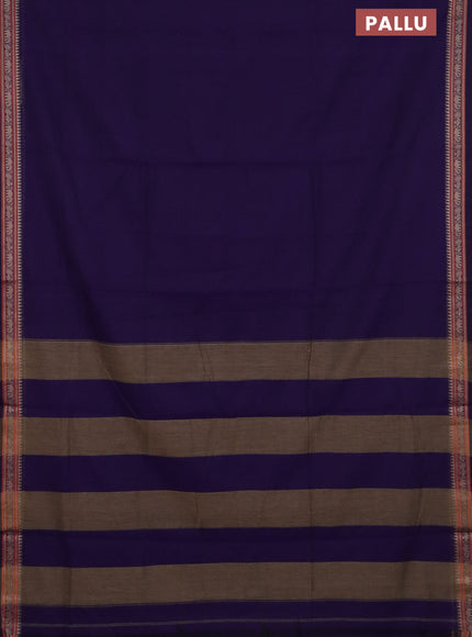 Narayanpet cotton saree violet and beige with plain body and thread woven border